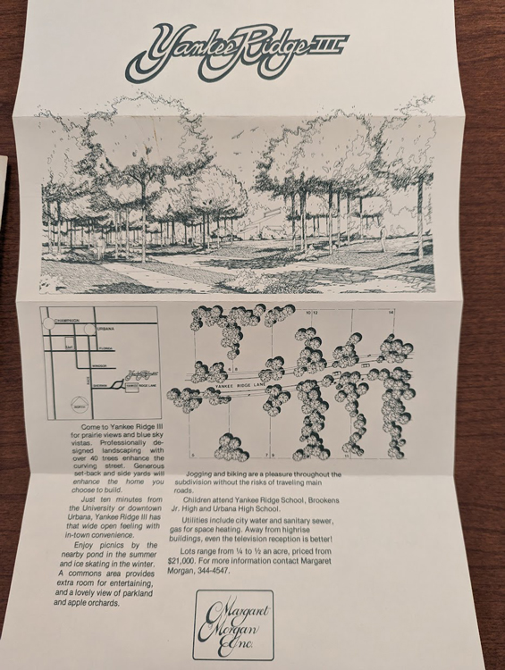 Yankee Ridge III marketing brochure, ca. 1990. Offset lithograph. Courtesy of the University of Illinois Archives, record series 12/2/40, box 6, folder 5.